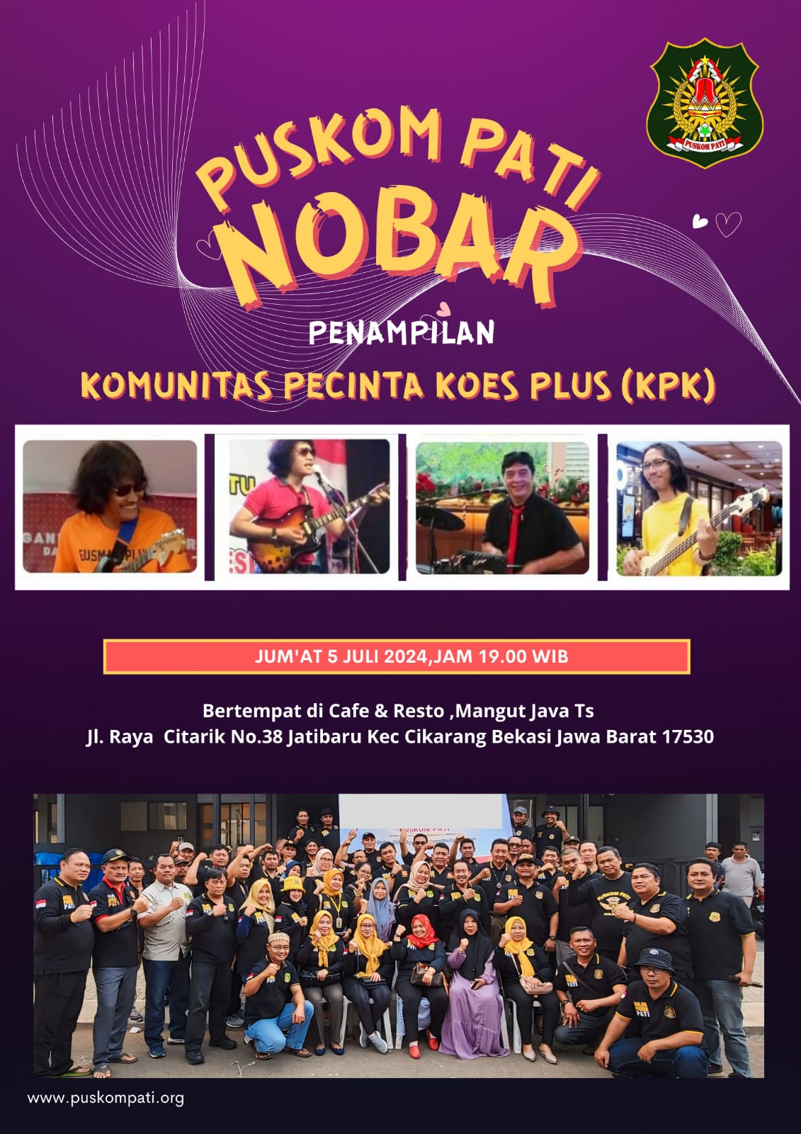 Undangan Puskom Pati Nonton bareng penampilan KPK (komunitas Pecinta Koes Plus)