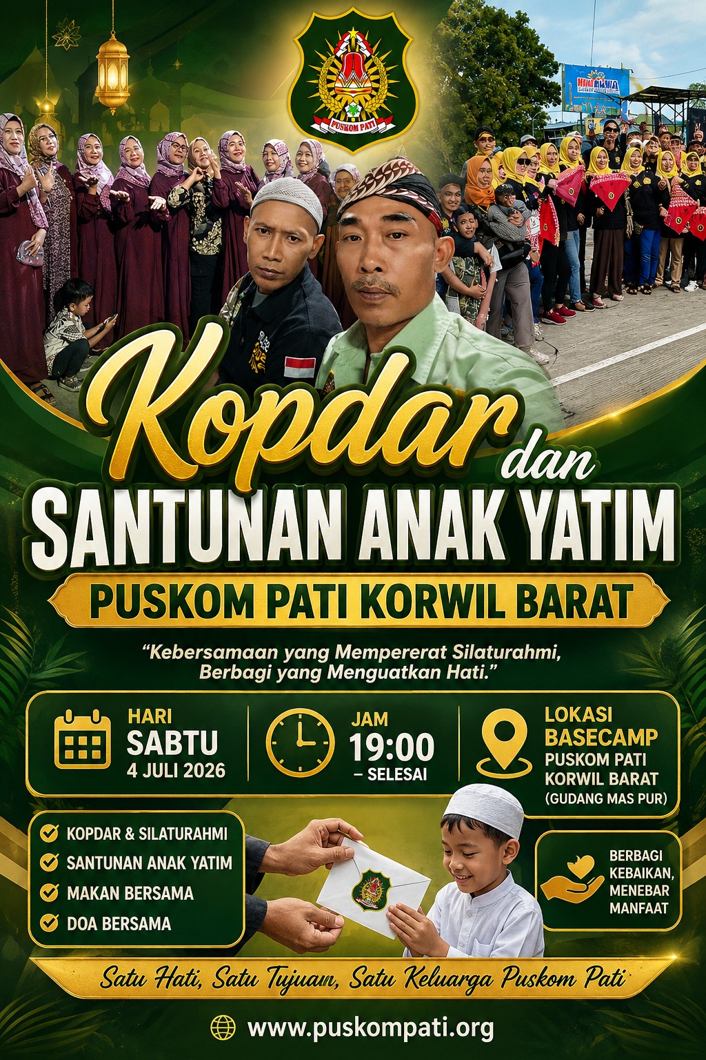 HADIRI KOPDAR DAN SANTUNAN ANAK YATIM PUSKOM PATI KORWIL BARAT